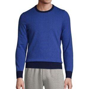 Tommy Hilfiger Mens Blue Textured Knit Crewneck Sweater L Cotton & Ribbed Cuffs